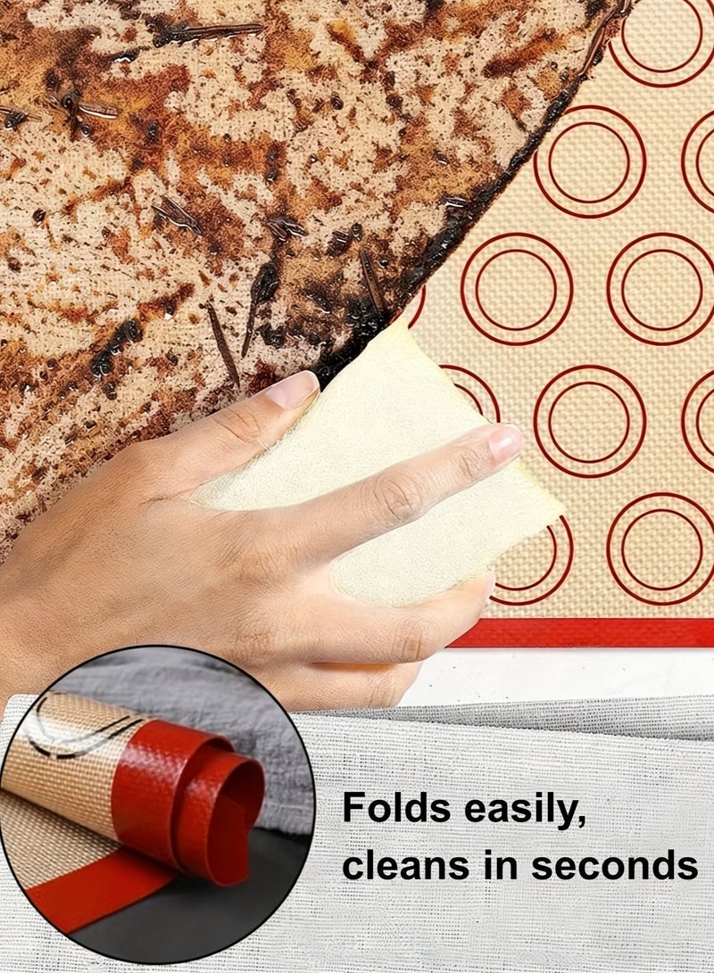 صحة هوم ٢ قطعة حصائر خبز من السيليكون - قابلة لإعادة الاستخدام، مقاومة للحرارة، حصائر ماكرون، غير لاصقة، للفرن وسهلة التنظيف للخبز الكيك والبسكويت - Image 5